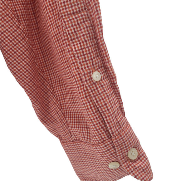 Henry Cotton's Red White Check Long Sleeve Chest Pocket Button Down Dress Shirt - Picture 9 of 14